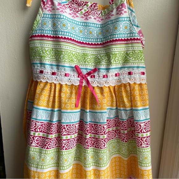 BLUEBERI BOULEVARD MULTICOLORED PATTERNED TIERED BOW DRESS SUMMER SIZE 6 - Picture 4 of 8